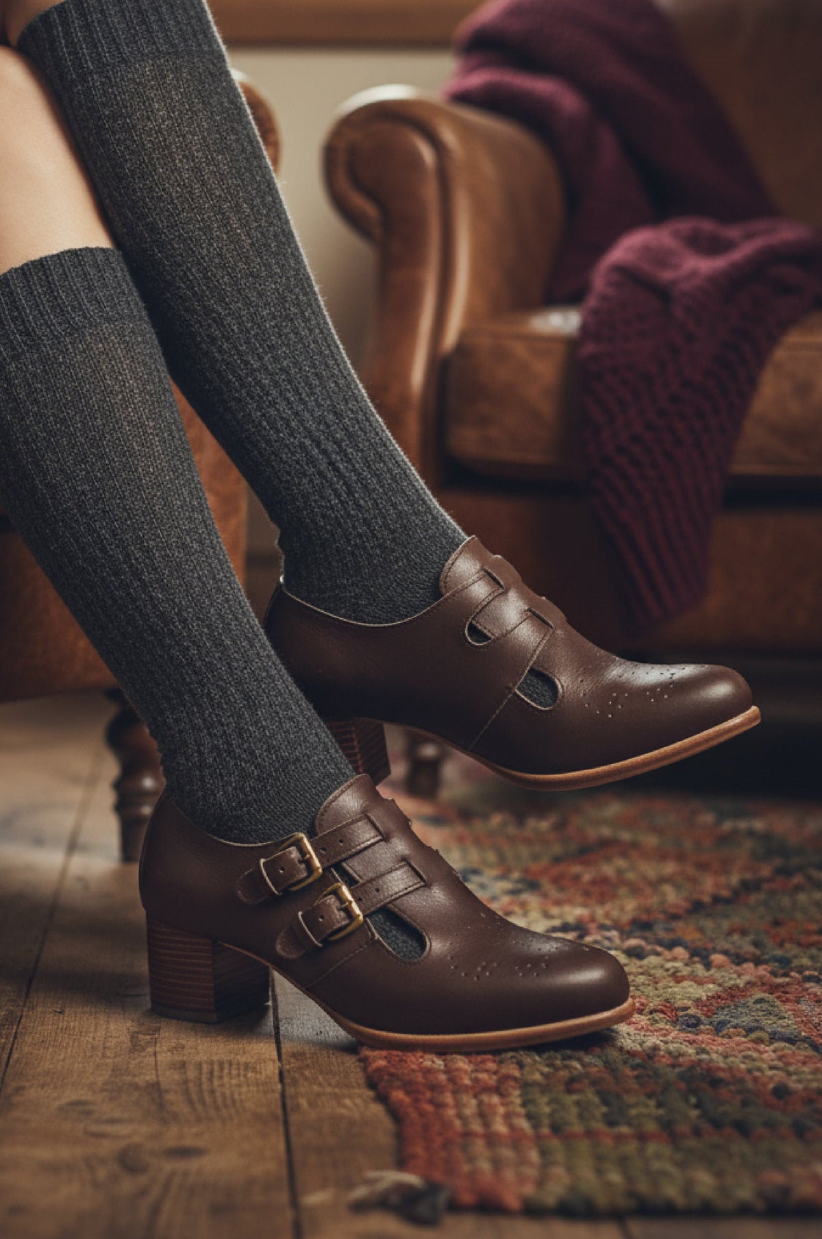 Vienna Low Heel Leather Booties-0