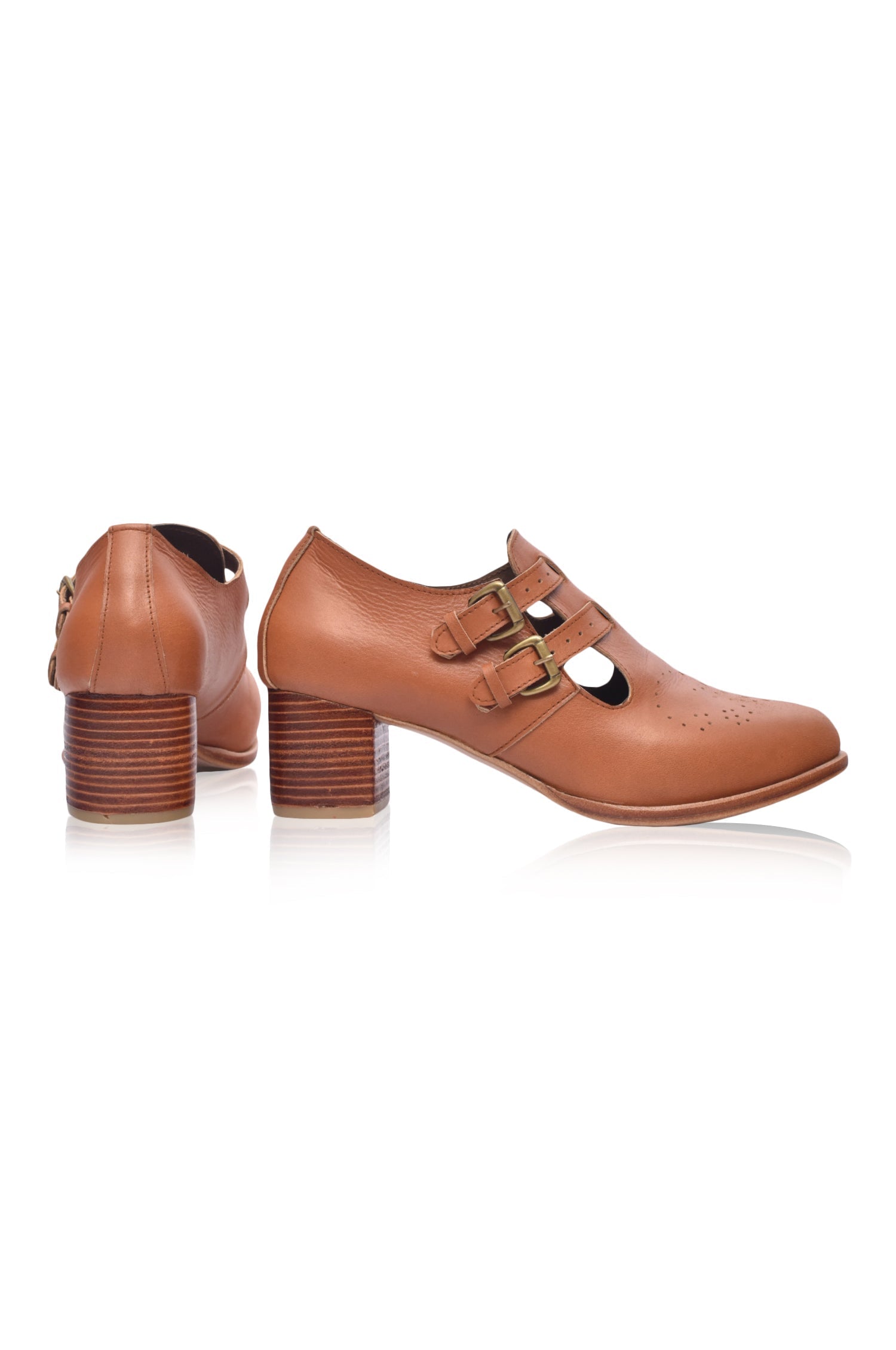 Vienna Low Heel Leather Booties-4