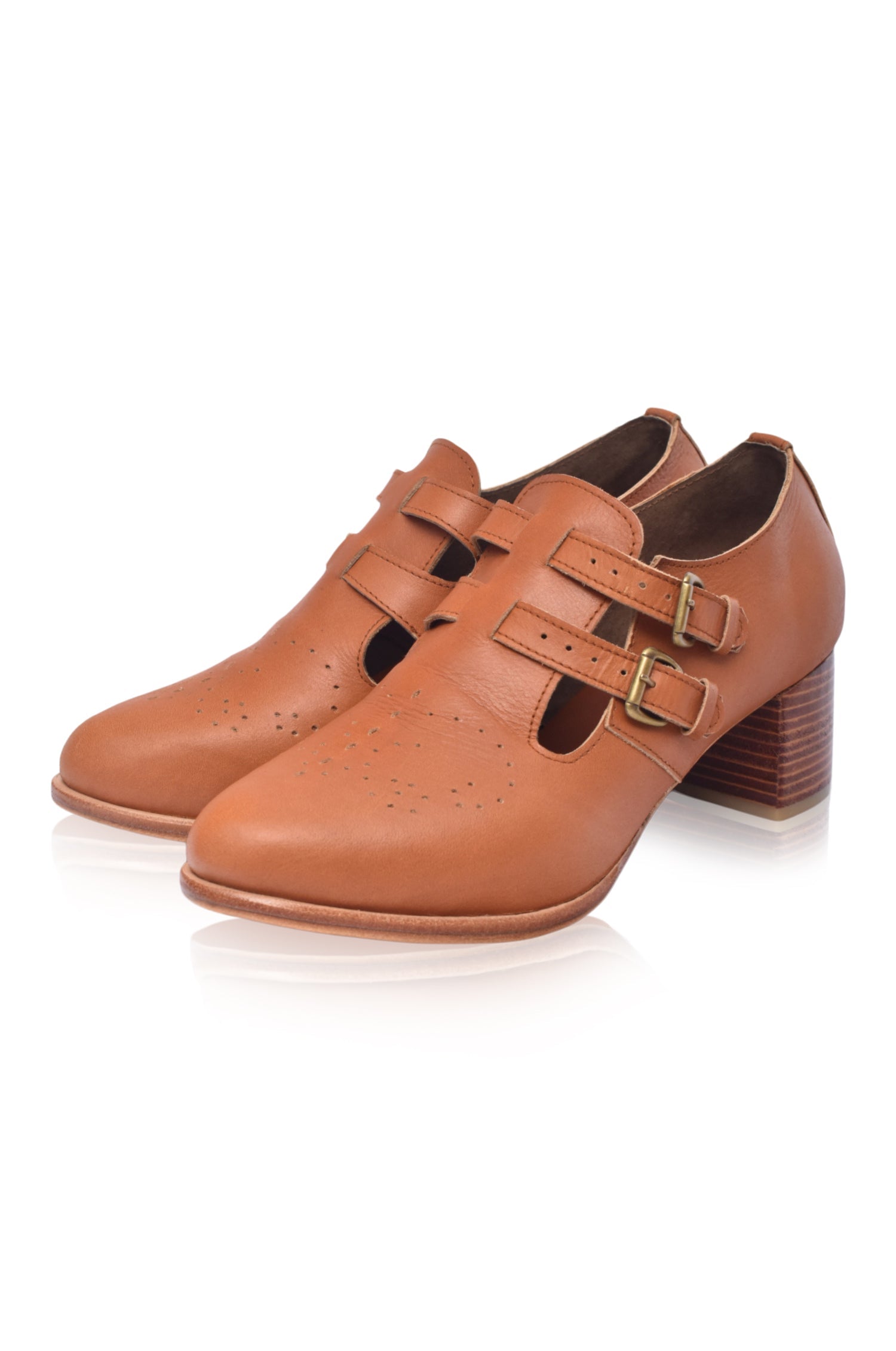 Vienna Low Heel Leather Booties-2
