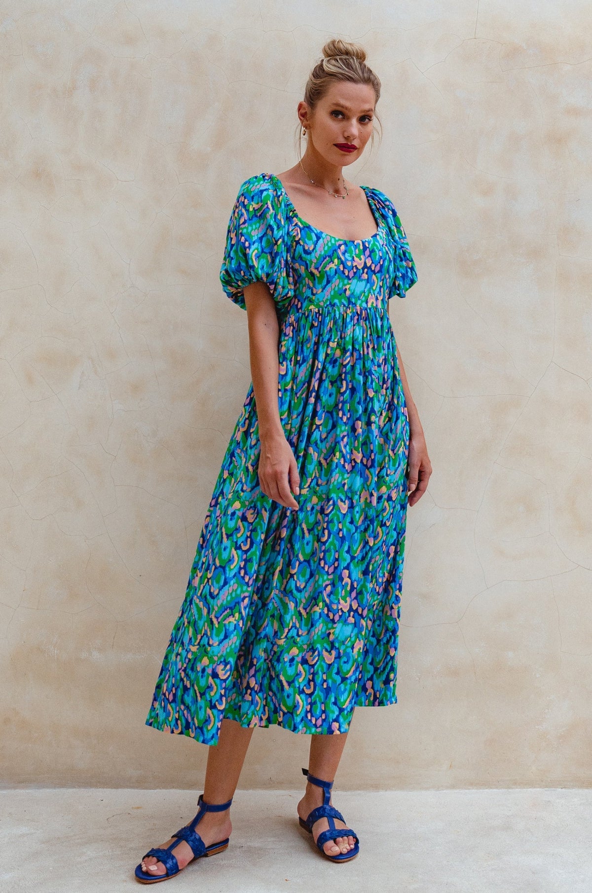 Violeta Puff Sleeve Midi Dress (Sale)-5