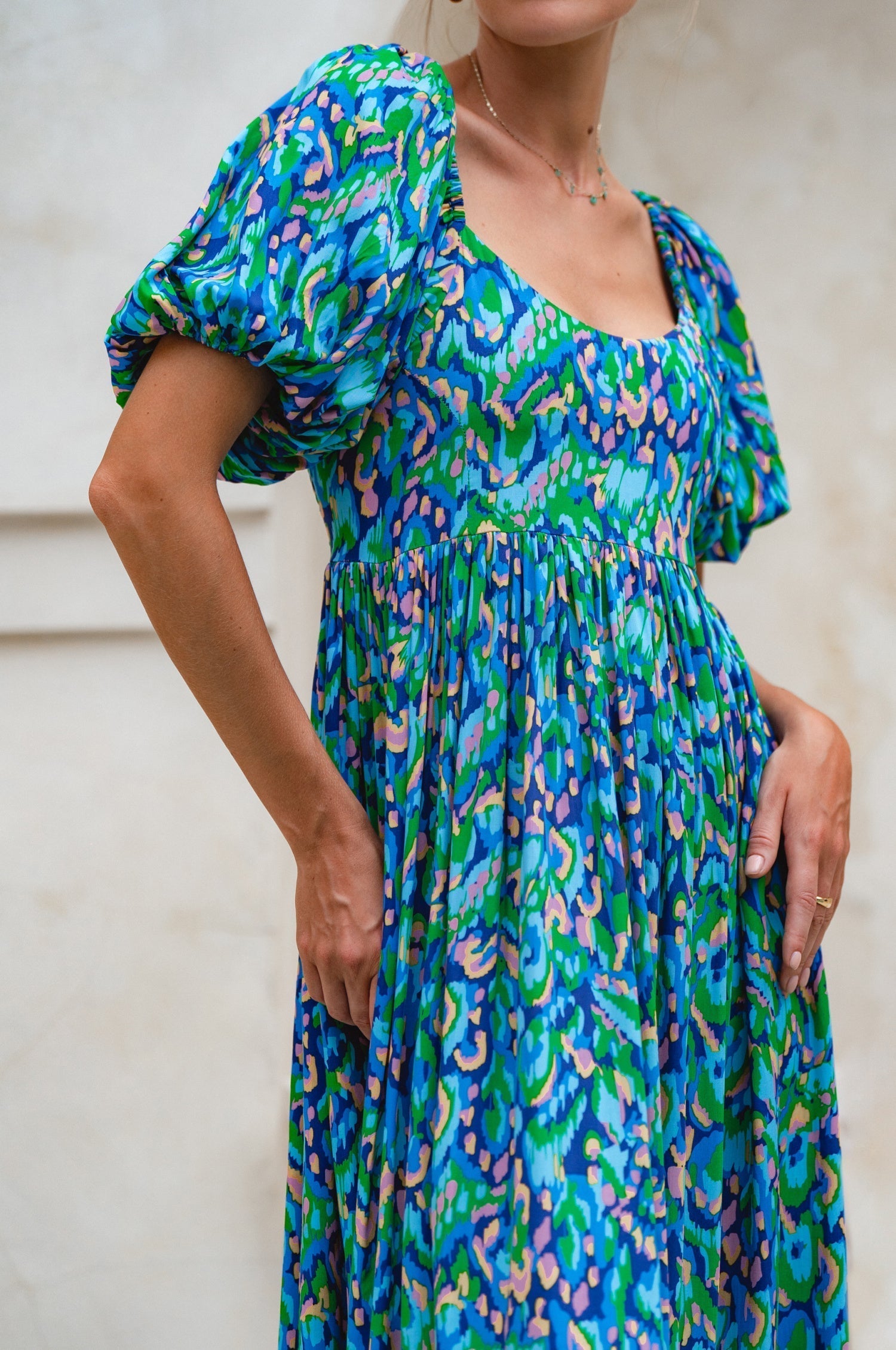 Violeta Puff Sleeve Midi Dress (Sale)-2