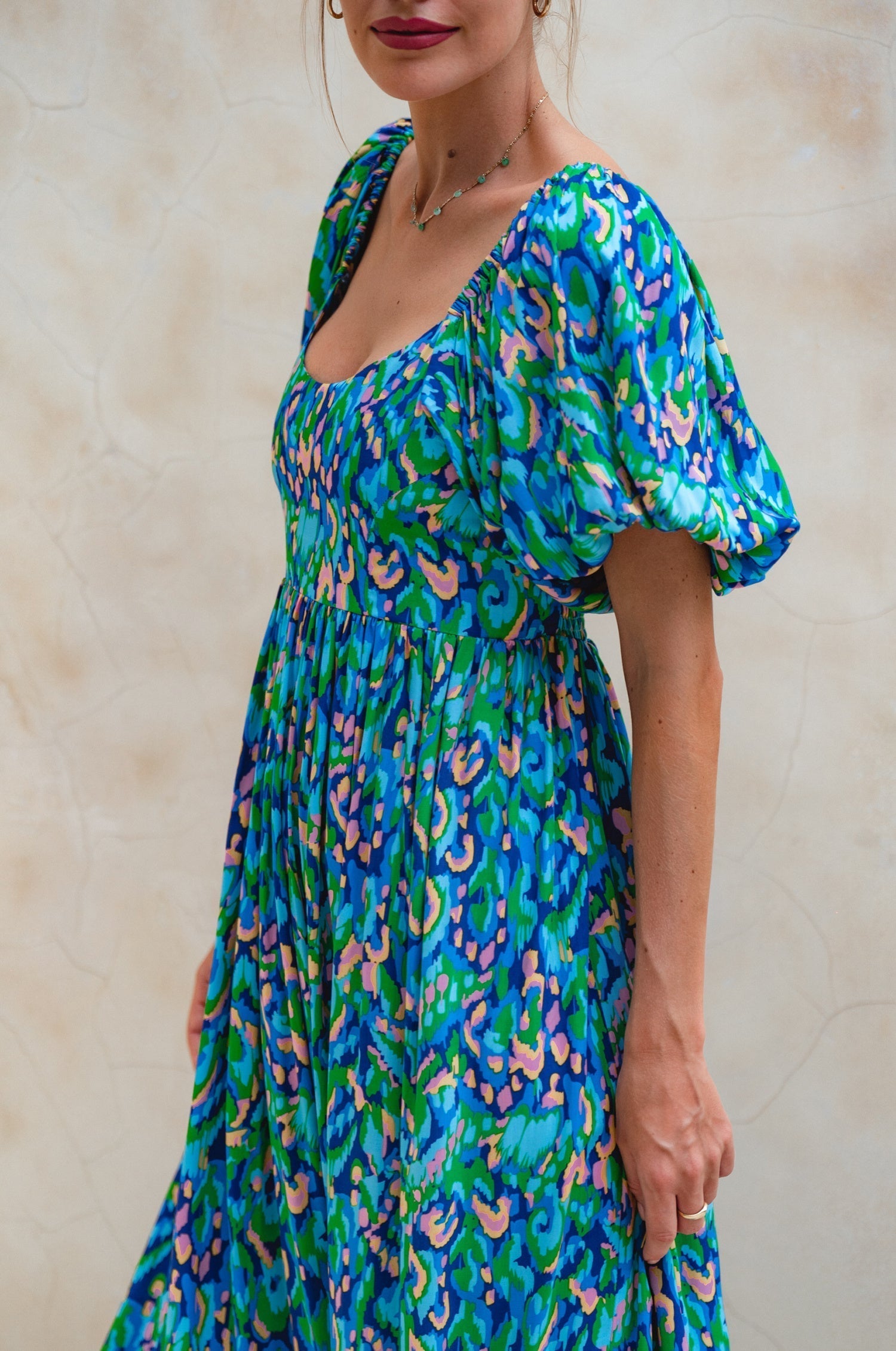 Violeta Puff Sleeve Midi Dress (Sale)-3