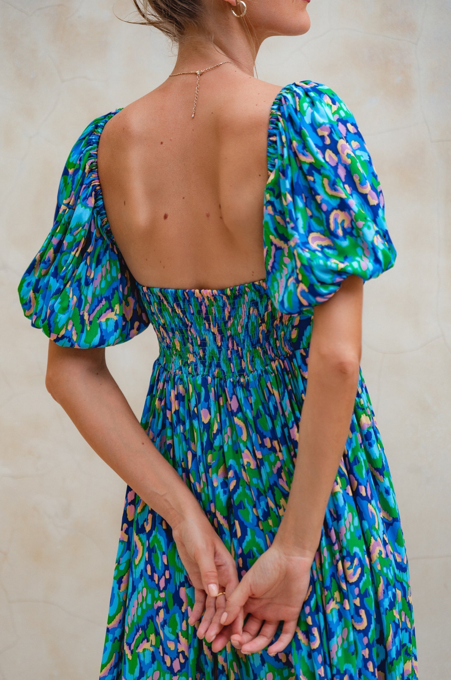 Violeta Puff Sleeve Midi Dress (Sale)-1
