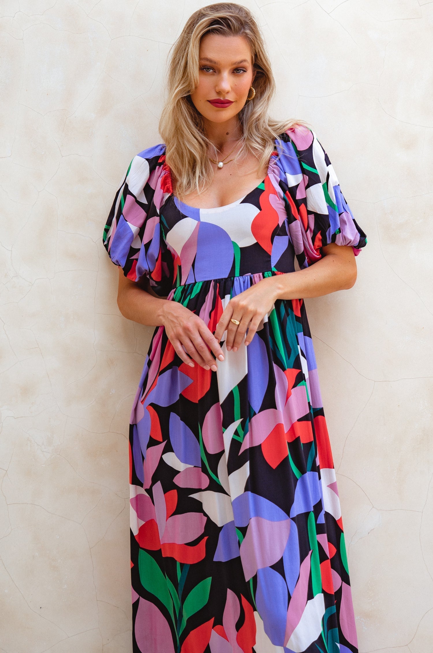 Violeta Puff Sleeve Midi Dress (Sale)-3