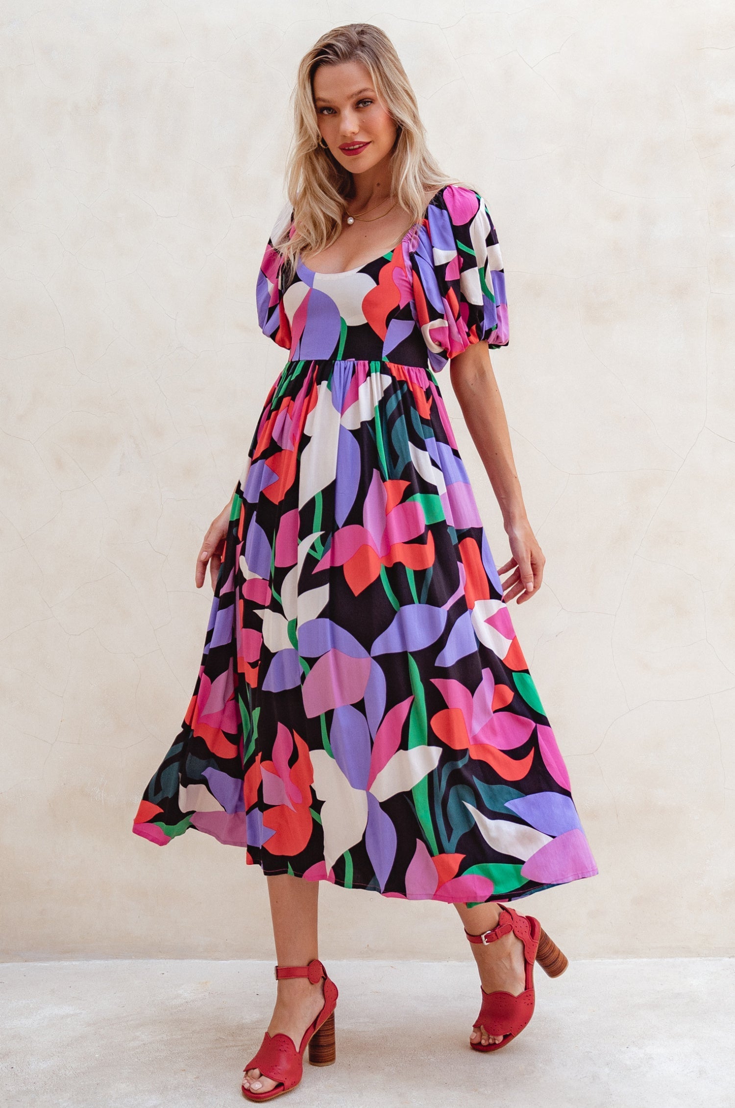 Violeta Puff Sleeve Midi Dress (Sale)-7