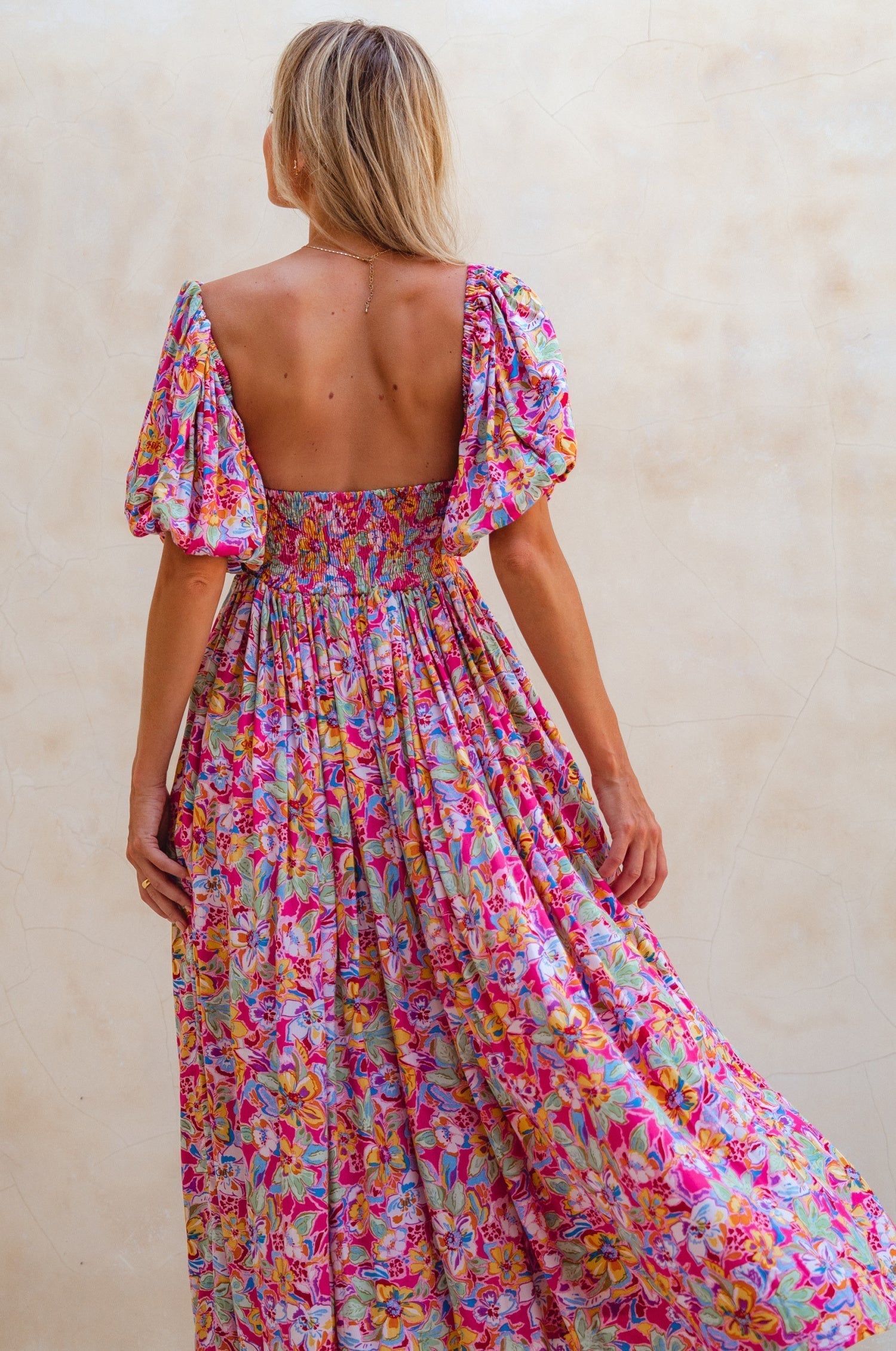 Violeta Puff Sleeve Midi Dress (Sale)-2