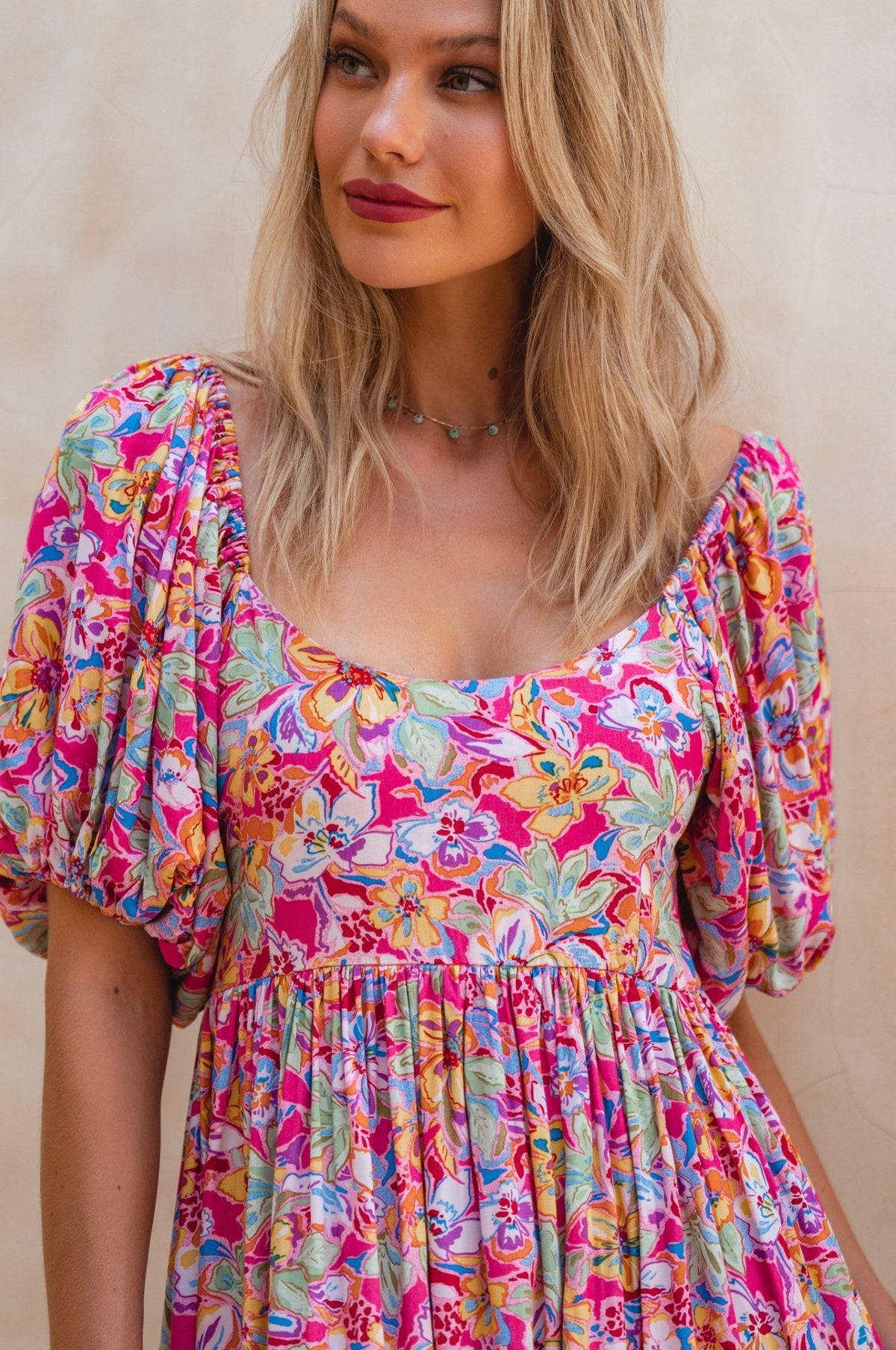 Violeta Puff Sleeve Midi Dress (Sale)-3