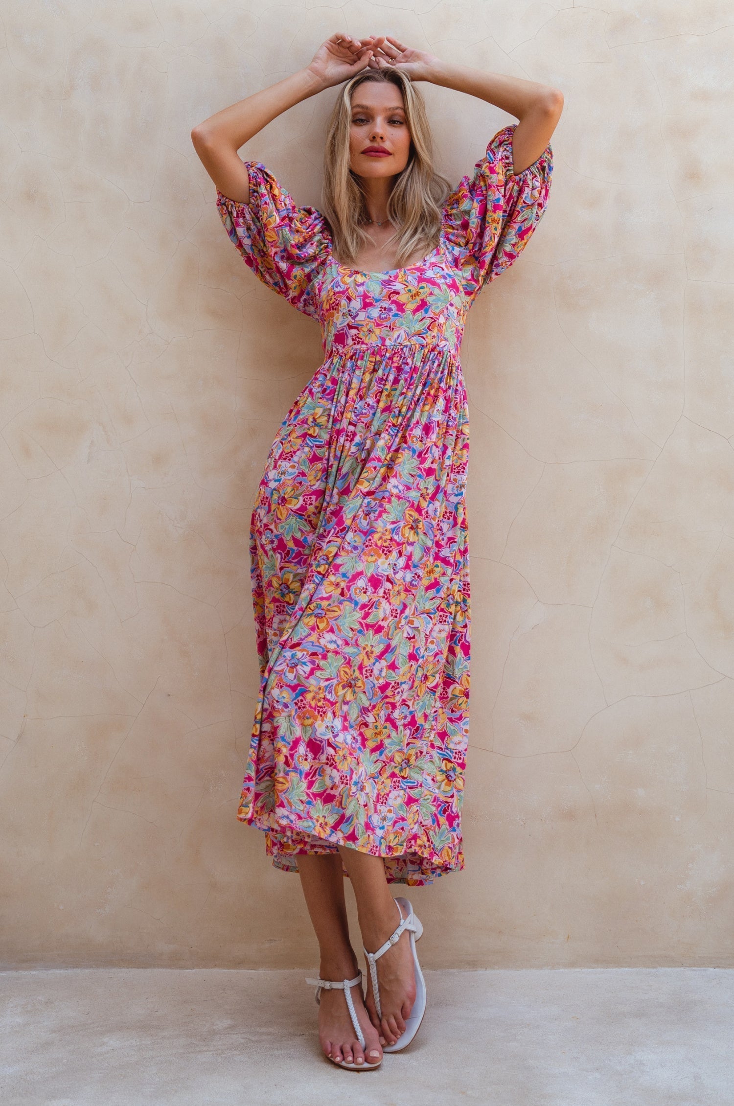 Violeta Puff Sleeve Midi Dress (Sale)-5