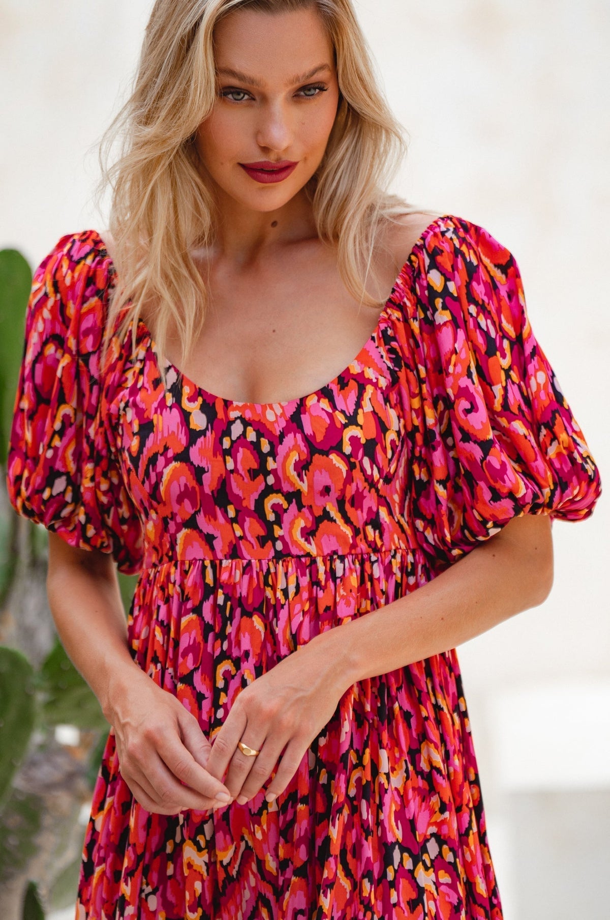 Violeta Puff Sleeve Midi Dress (Sale)-1