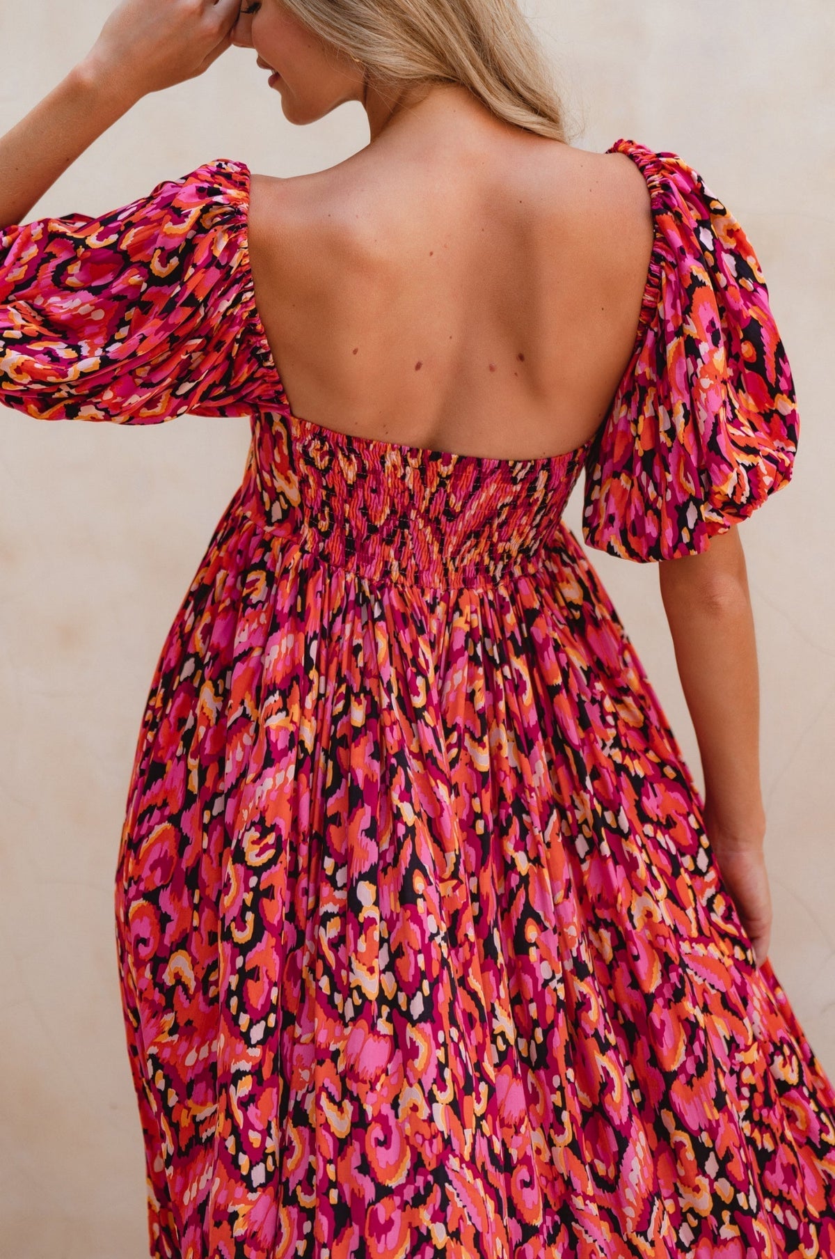 Violeta Puff Sleeve Midi Dress (Sale)-2