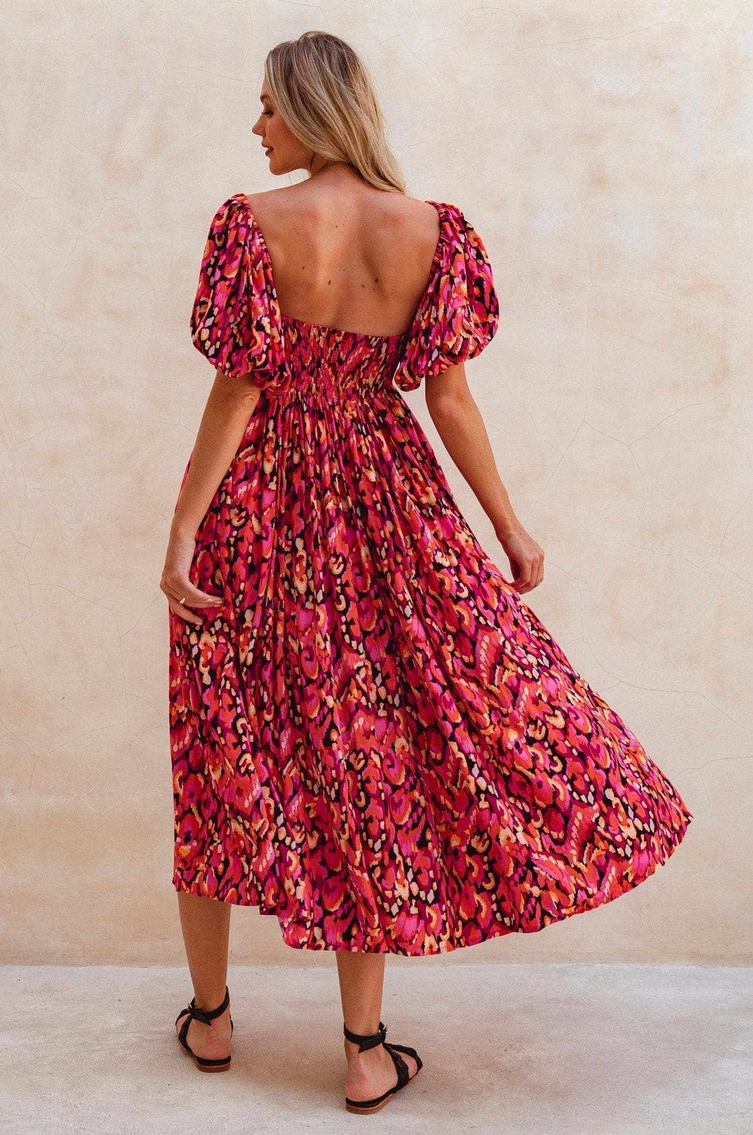 Violeta Puff Sleeve Midi Dress (Sale)-3