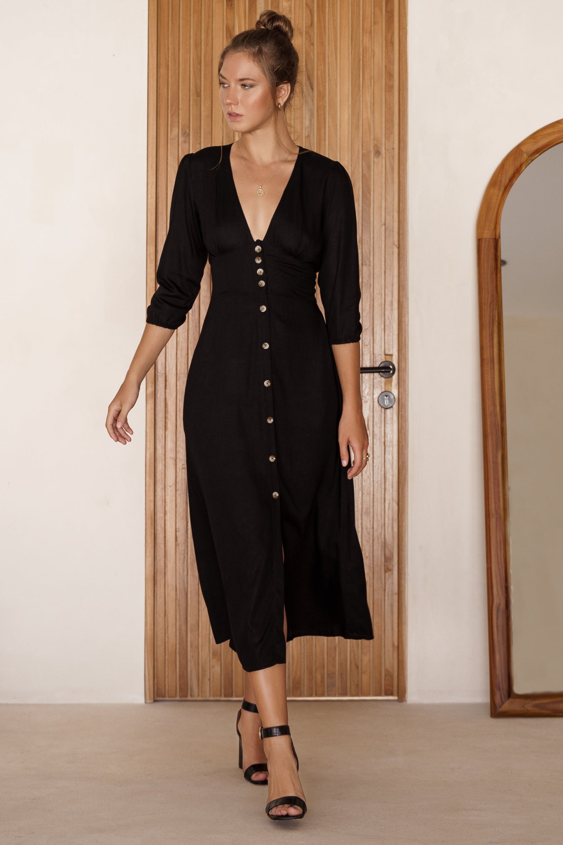 Whisper Light Button up Midi Dress-2