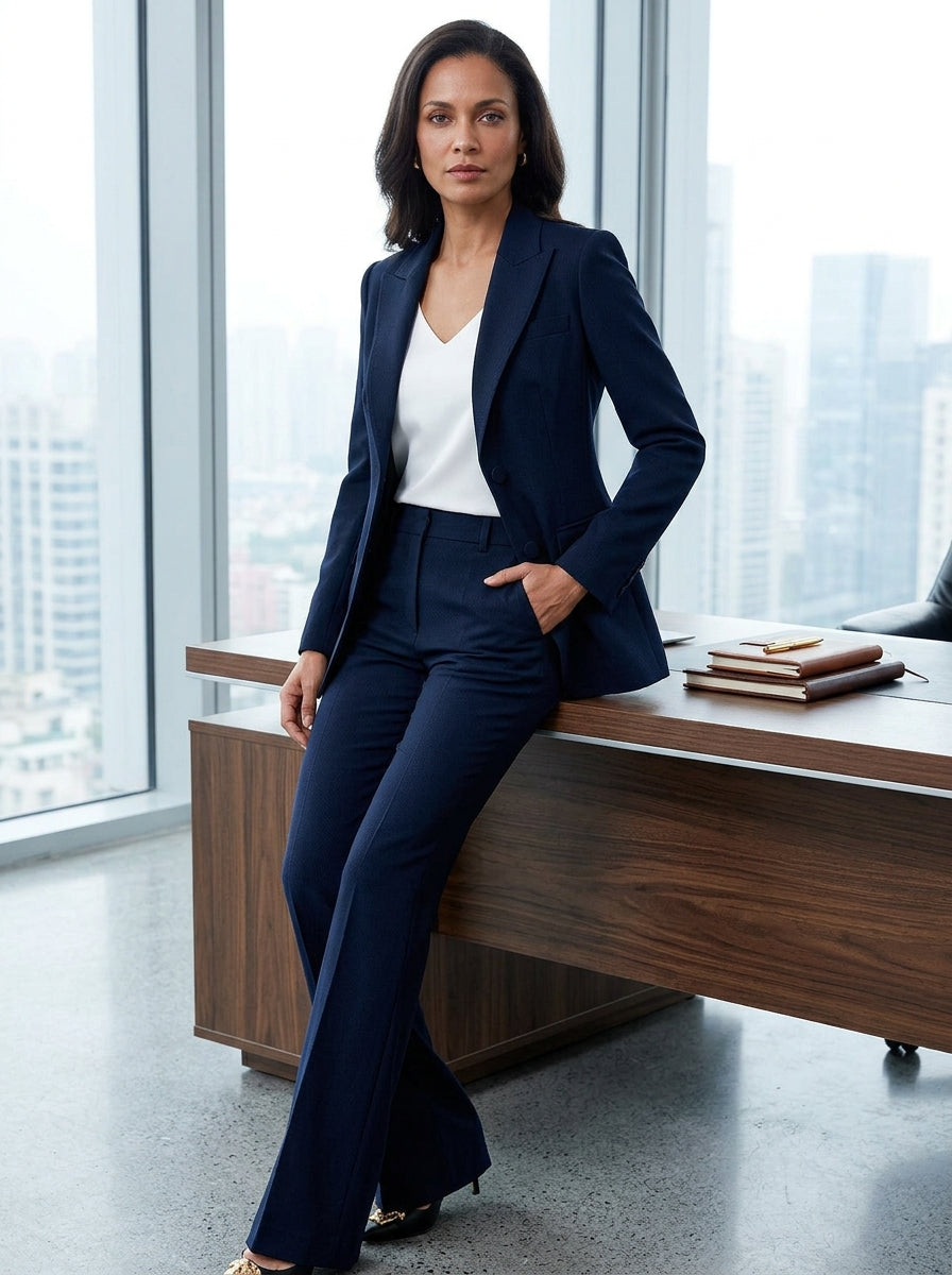 The redefined wide-leg navy pantsuit-1