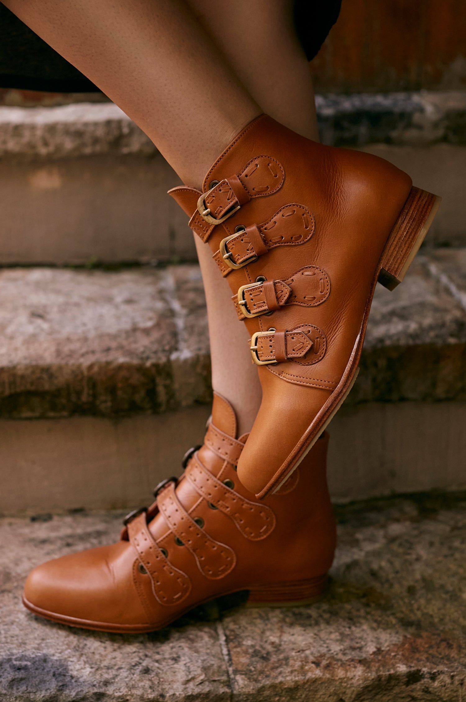 Wild Rose Leather Ankle Booties-0