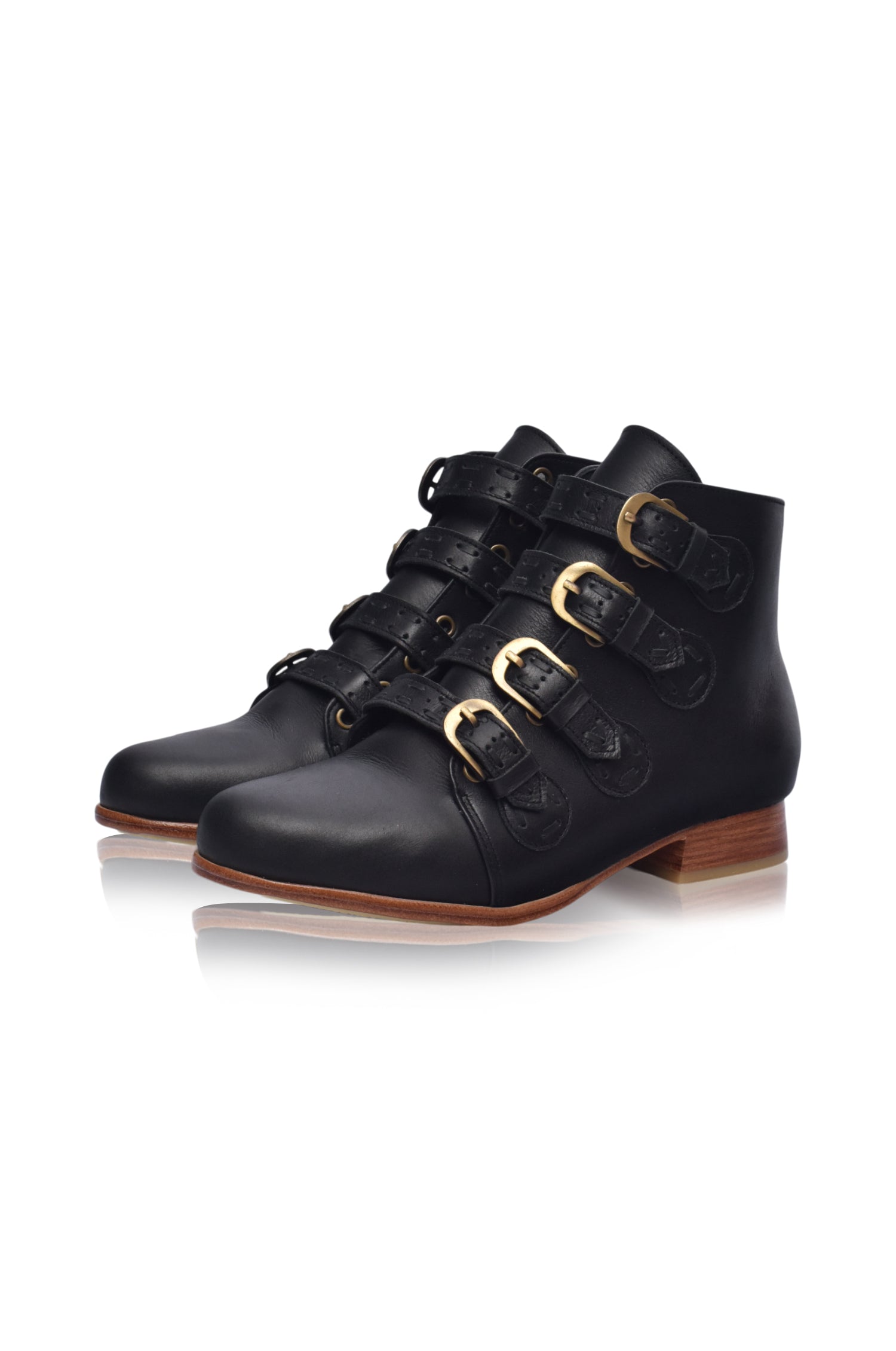 Wild Rose Leather Ankle Booties-1