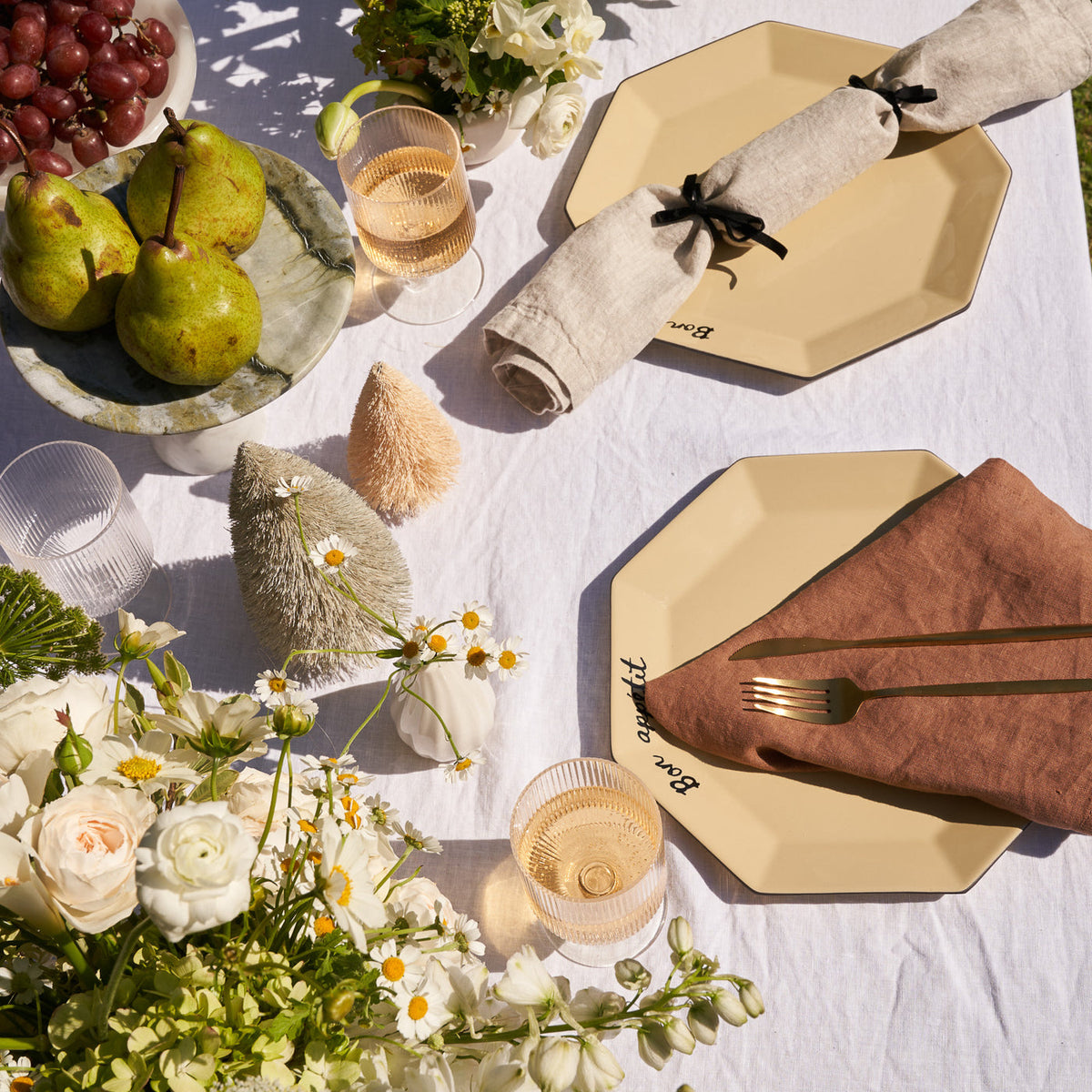 100% Linen Napkin Set Beige-2