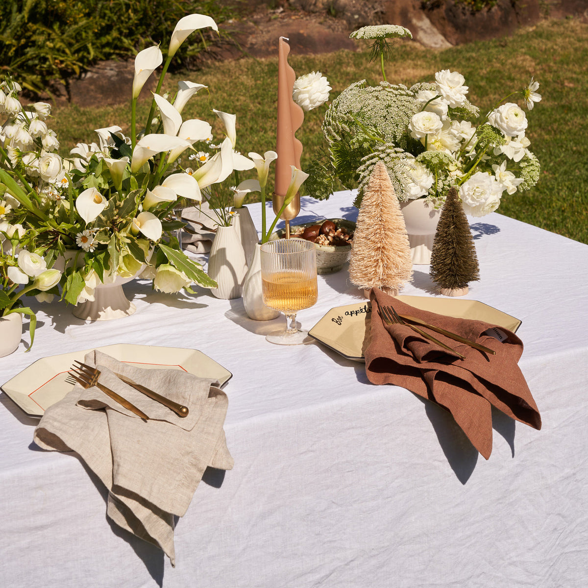 100% Linen Napkin Set Beige-3