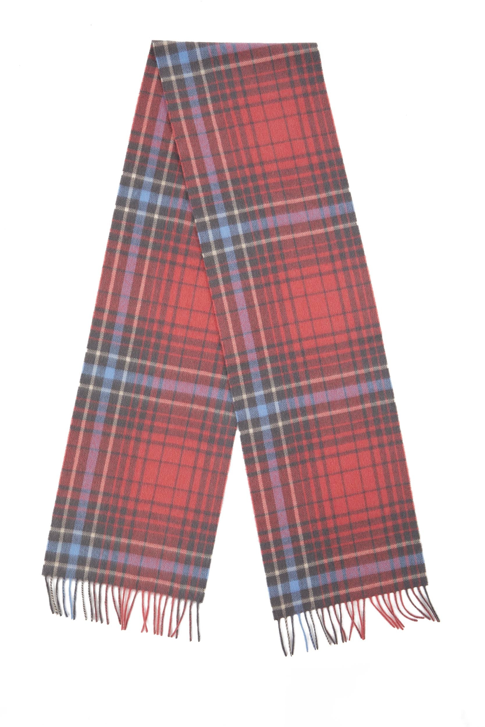 Pink and Grey Plaid Cashmere Scarf-4