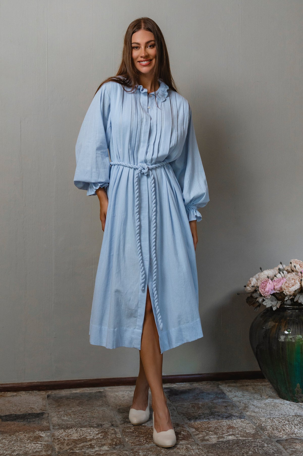 Yasmina Ruffle Linen Dress-4