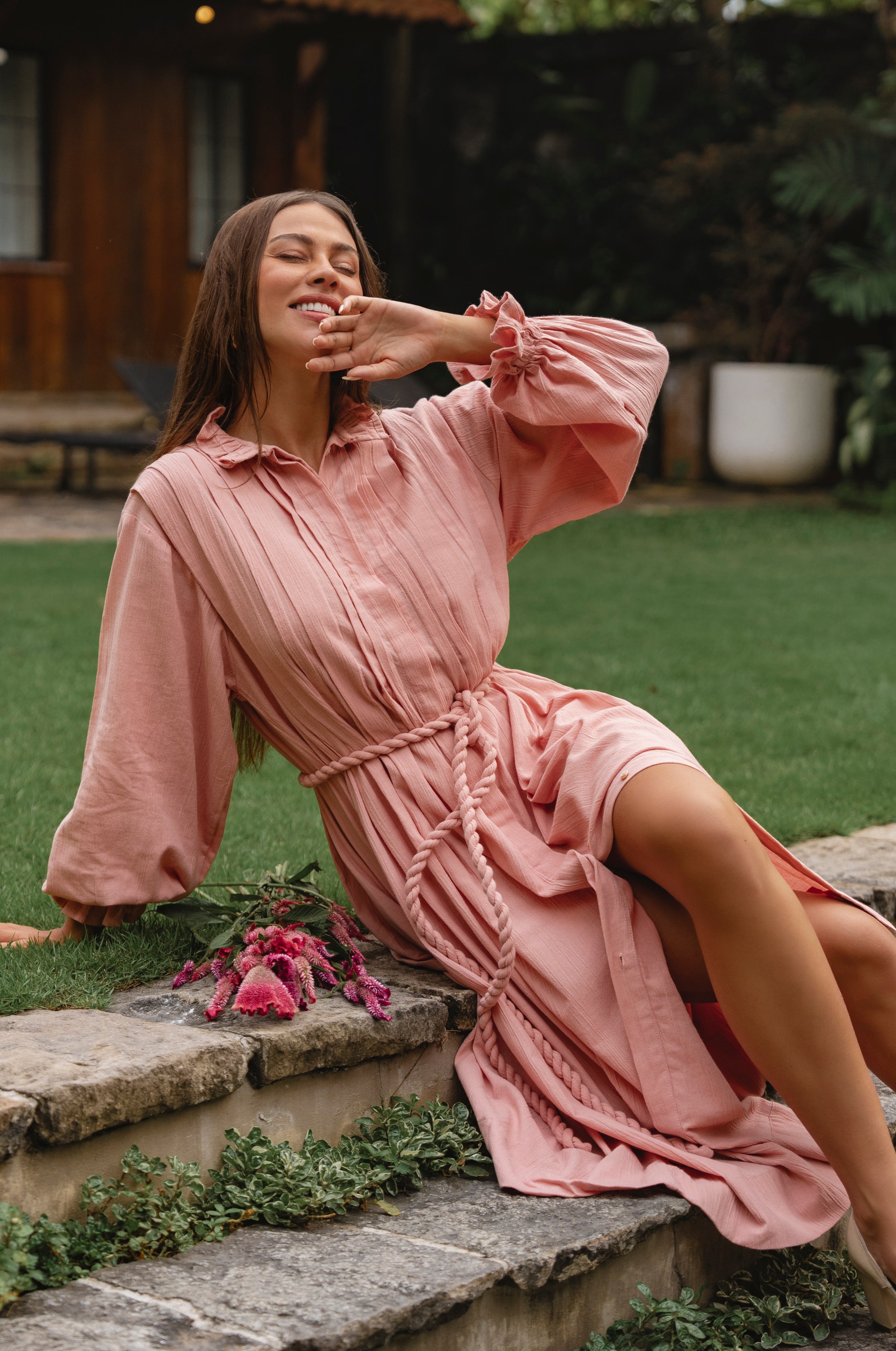 Yasmina Ruffle Linen Dress-0