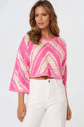 Pink Crochet Cropped Top-0