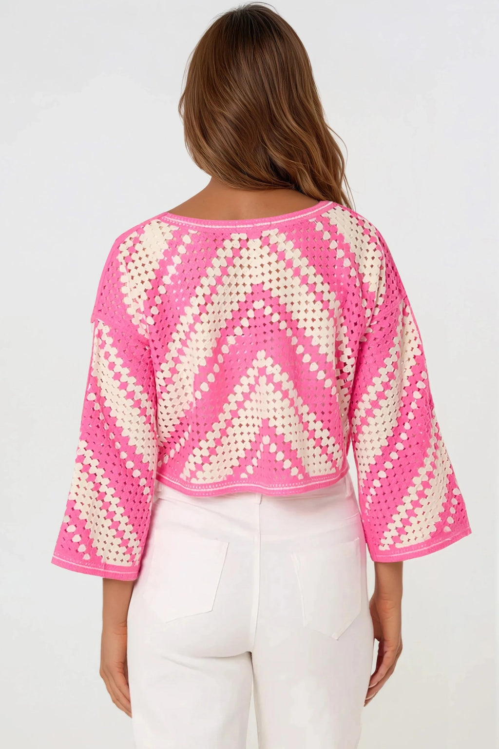 Pink Crochet Cropped Top-2