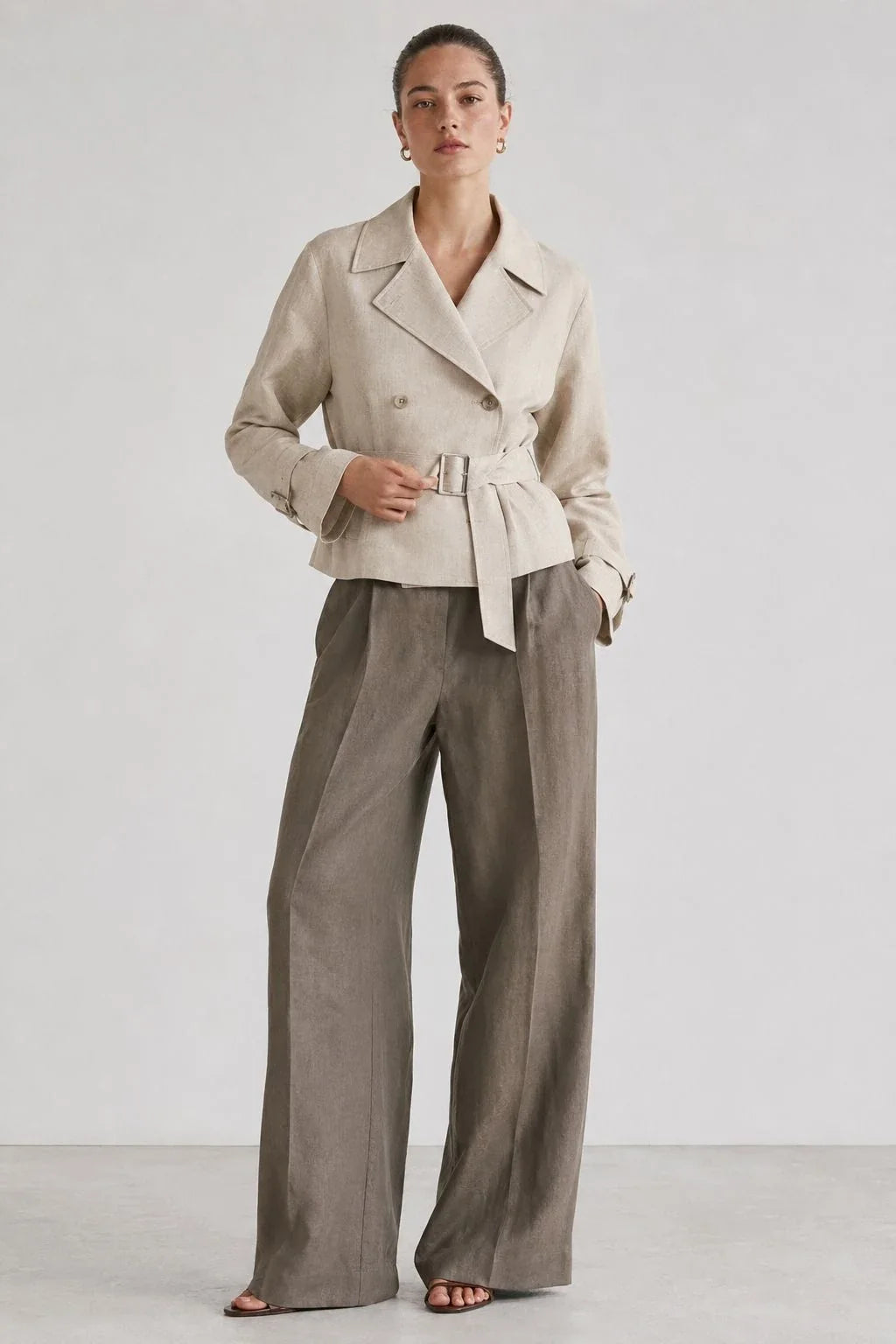 Stonebrook Linen Belted Double-Breasted Jacket (syncee)-0