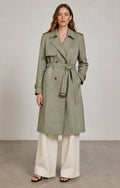 Sagebrush Linen Double-Breasted Trench Coat (syncee)-0