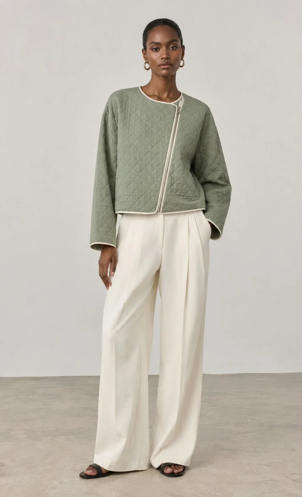 Meadow Linen Quilted Cropped Jacket (syncee)-0