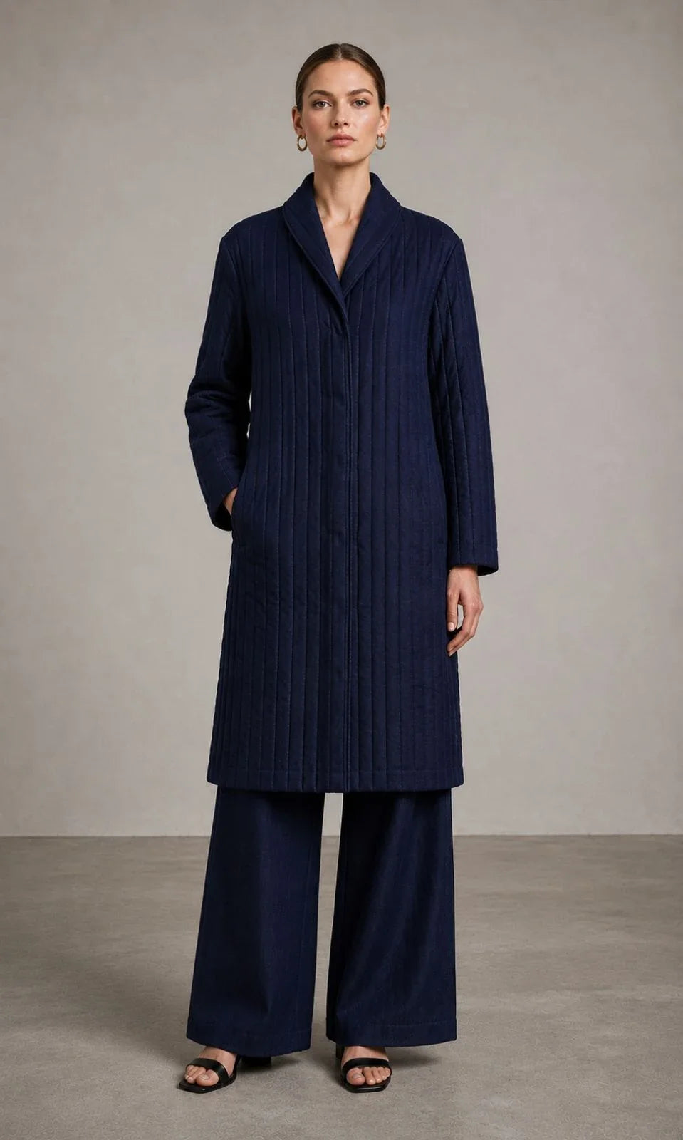 Winterset Linen Quilted Wrap Coat (syncee)-0