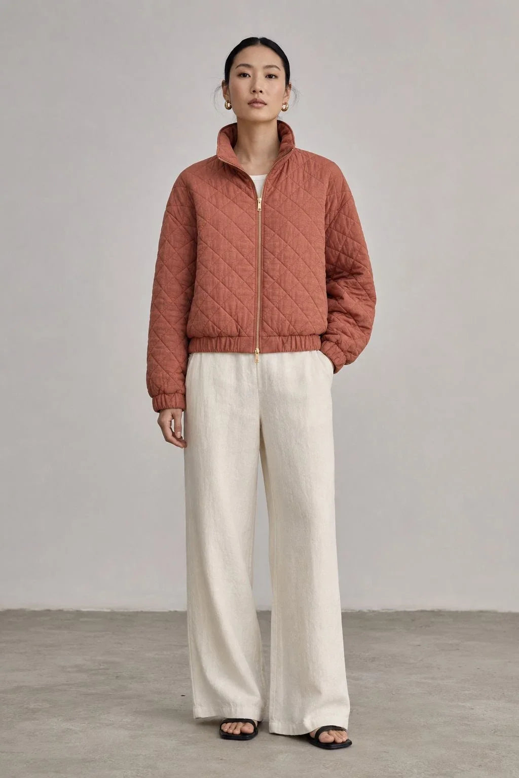 Canyon Linen Quilted Bomber Jacket (syncee)-0