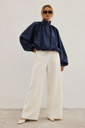 Northfell Linen Gathered Bomber Jacket (syncee)-0