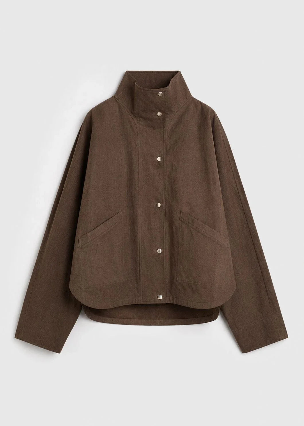 Ironwood Linen Oversized Stand-Collar Jacket (syncee)-0