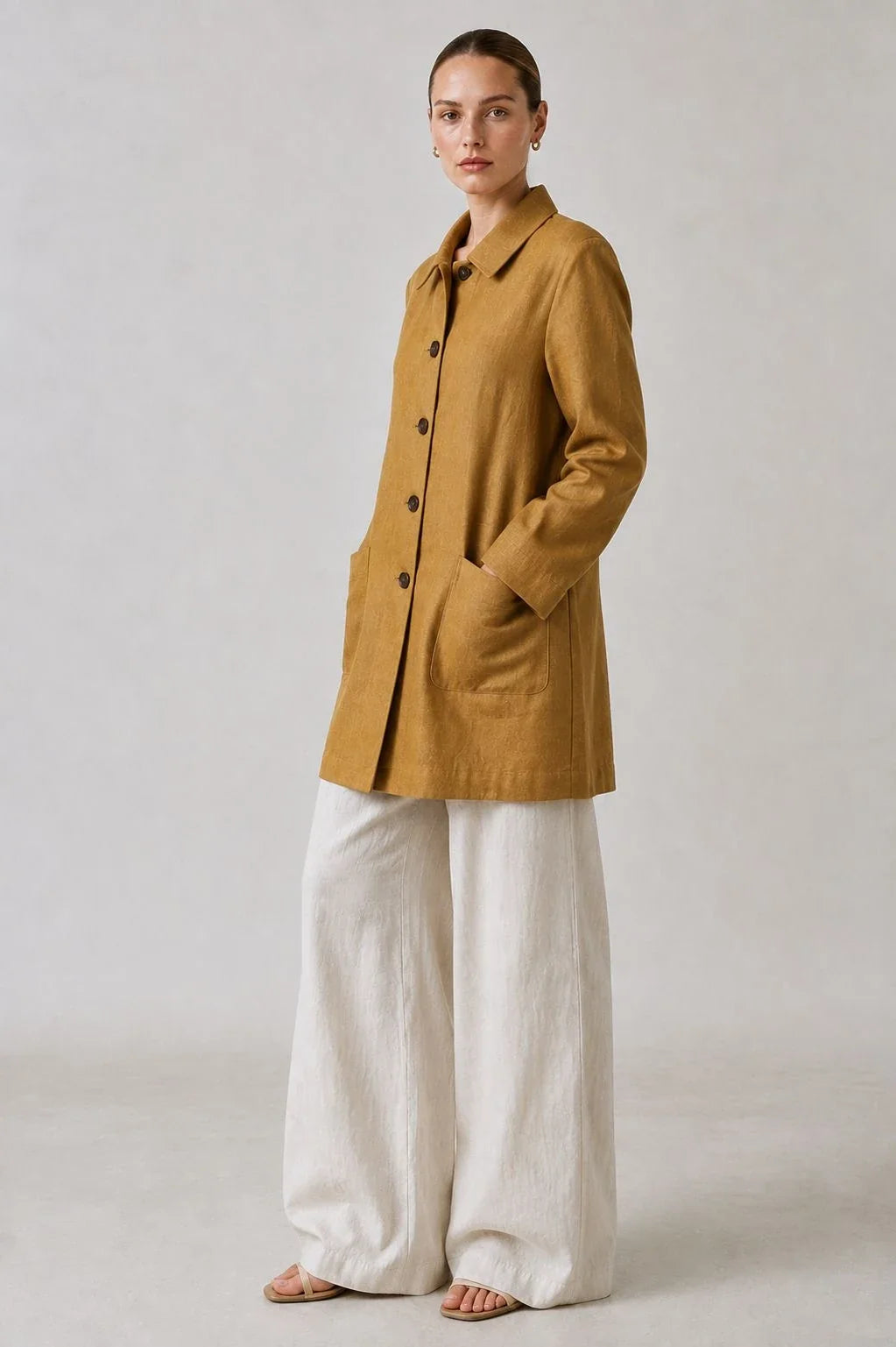 Thornfield Linen Relaxed-Fit Coat (syncee)-1