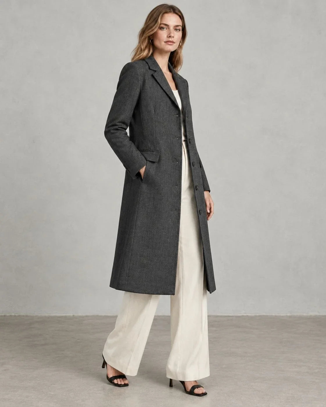 Greywood Linen Single-Breasted Coat (syncee)-2