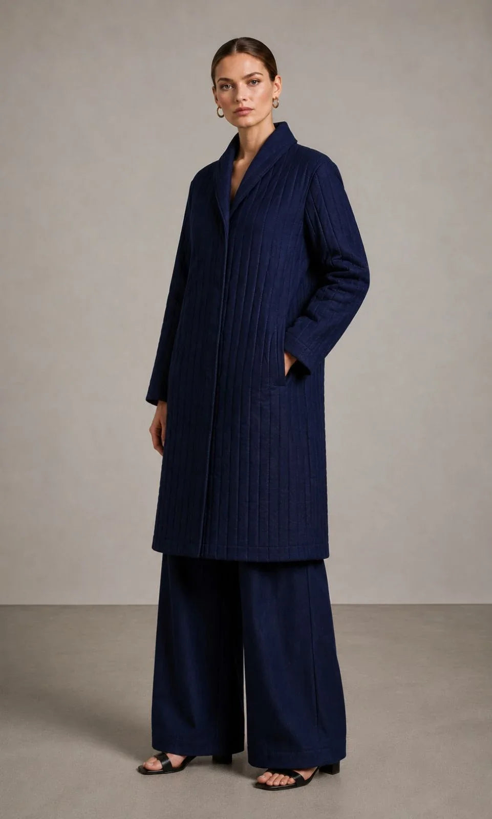 Winterset Linen Quilted Wrap Coat (syncee)-2
