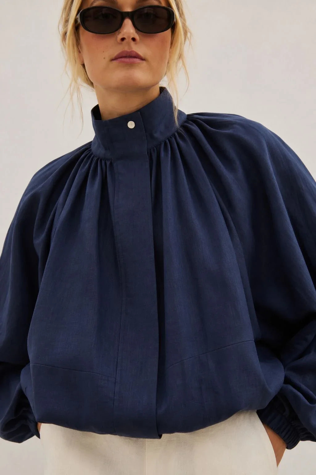 Northfell Linen Gathered Bomber Jacket (syncee)-2