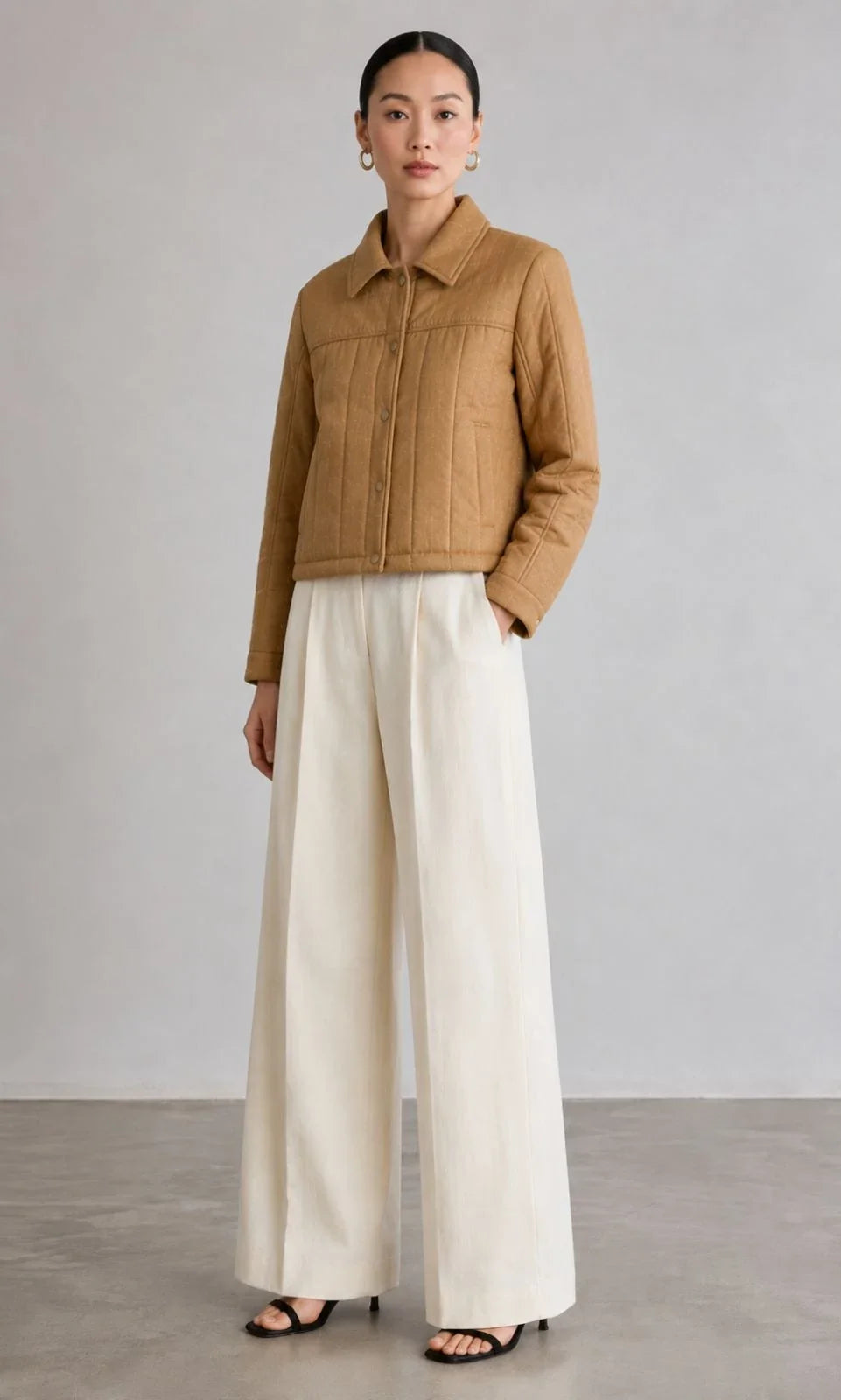 Cedarwood Linen Quilted Trucker Jacket (syncee)-2