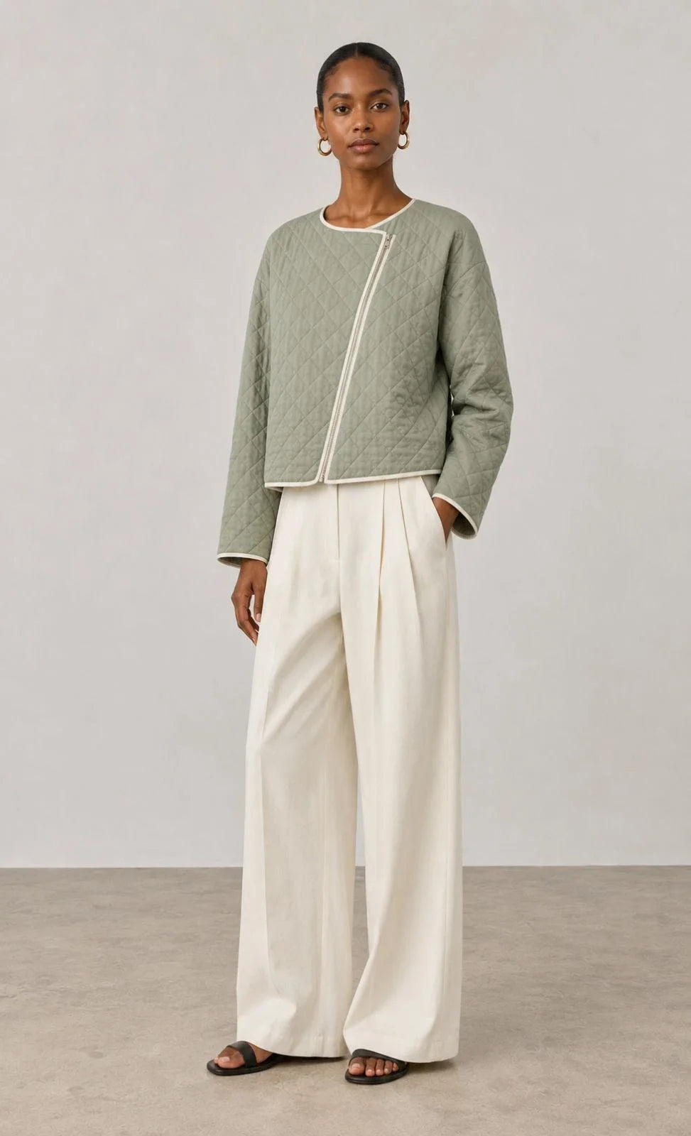 Meadow Linen Quilted Cropped Jacket (syncee)-2