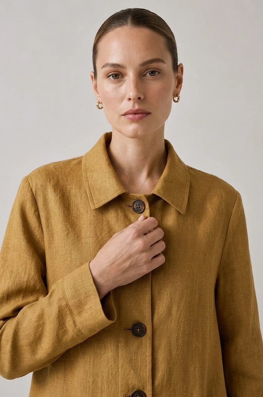 Thornfield Linen Relaxed-Fit Coat (syncee)-3
