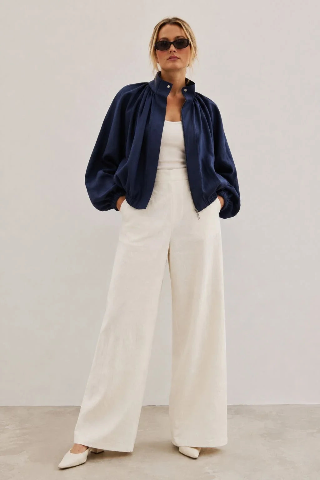 Northfell Linen Gathered Bomber Jacket (syncee)-3