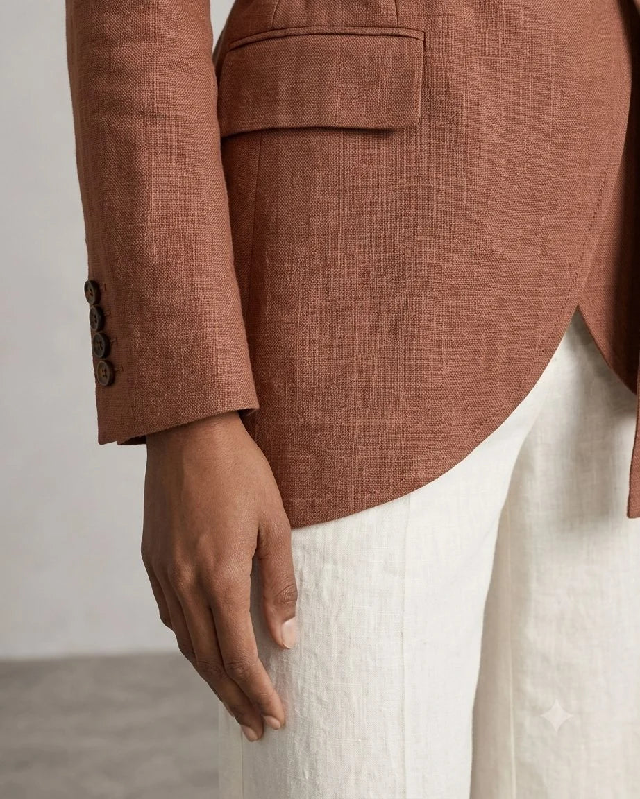 Hollowbrook Linen Belted Wrap Blazer (syncee)-3