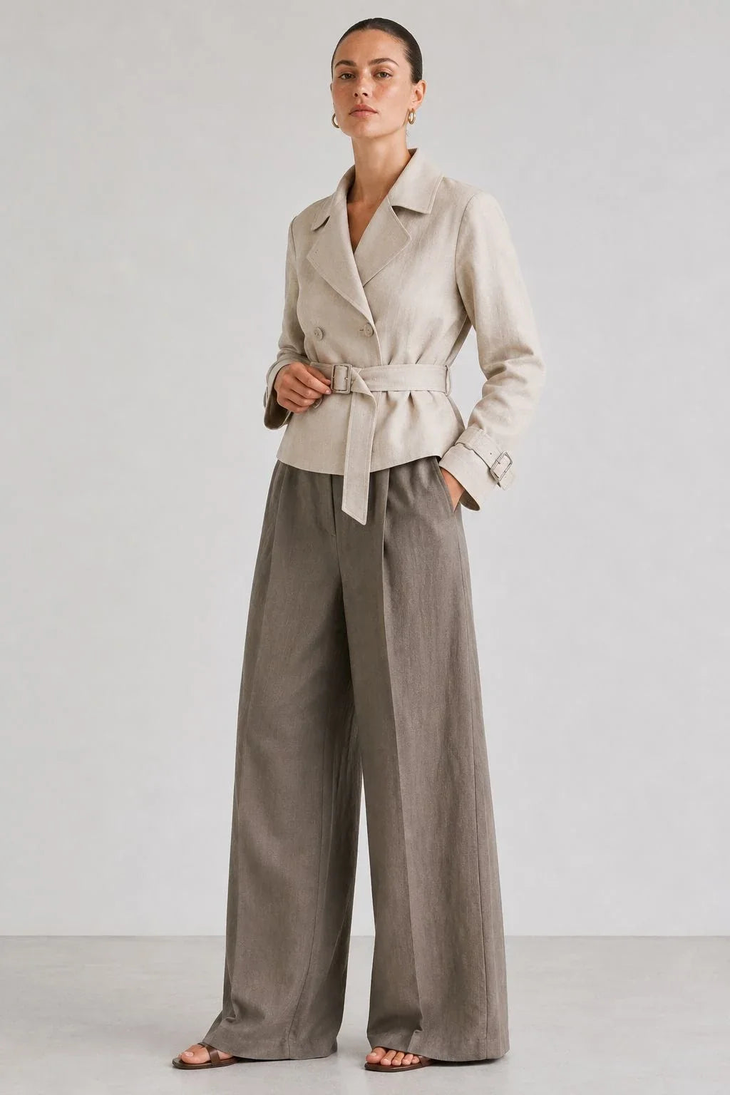 Stonebrook Linen Belted Double-Breasted Jacket (syncee)-3