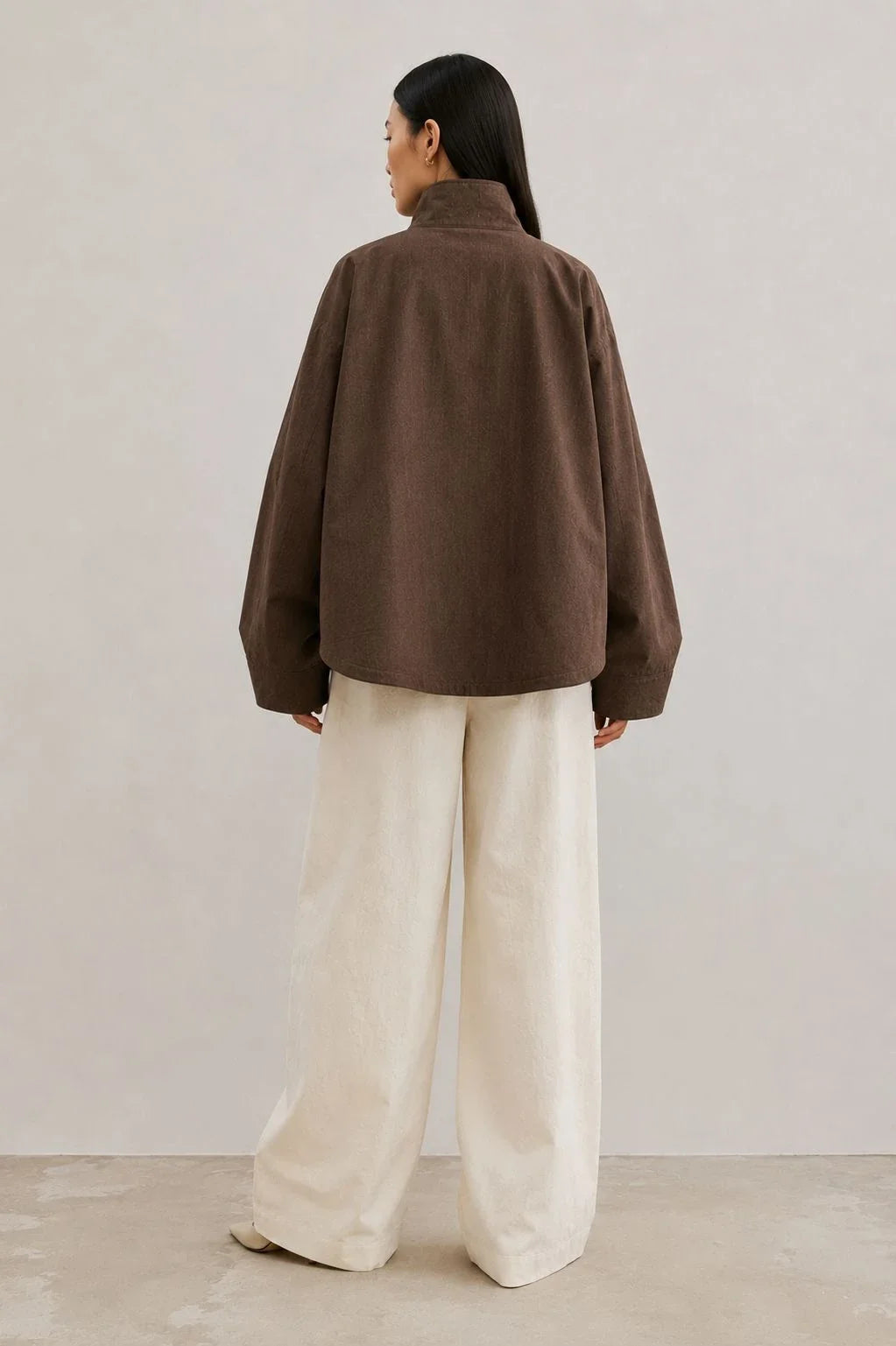 Ironwood Linen Oversized Stand-Collar Jacket (syncee)-3