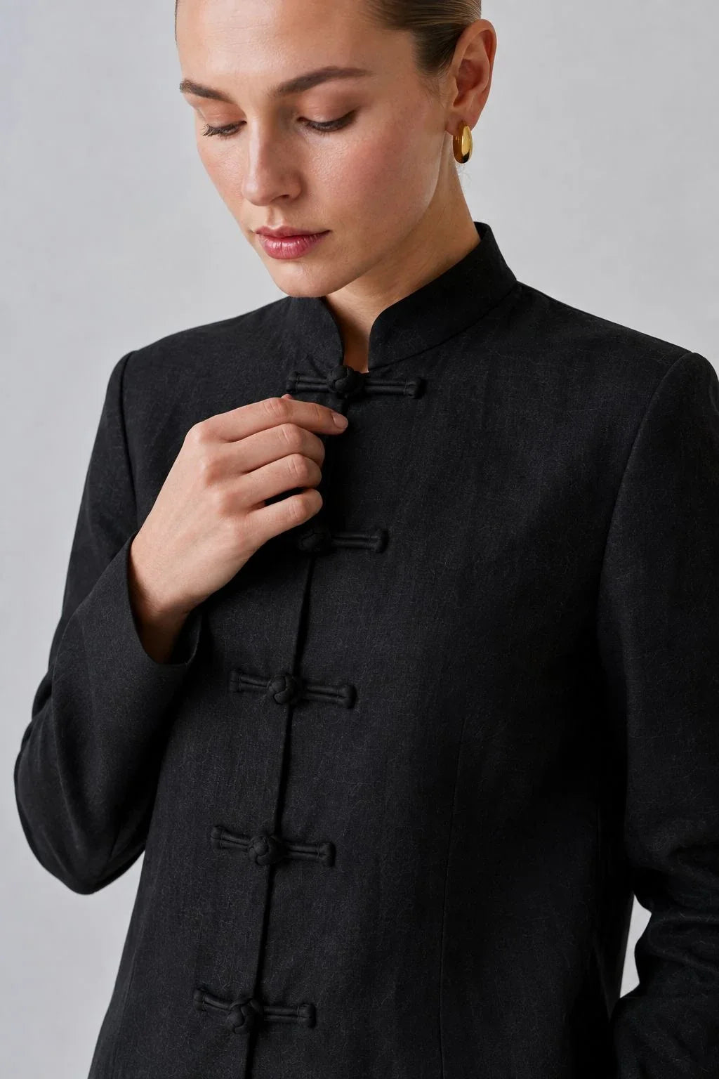 Ravenwood Linen Mandarin-Collar Jacket (syncee)-3