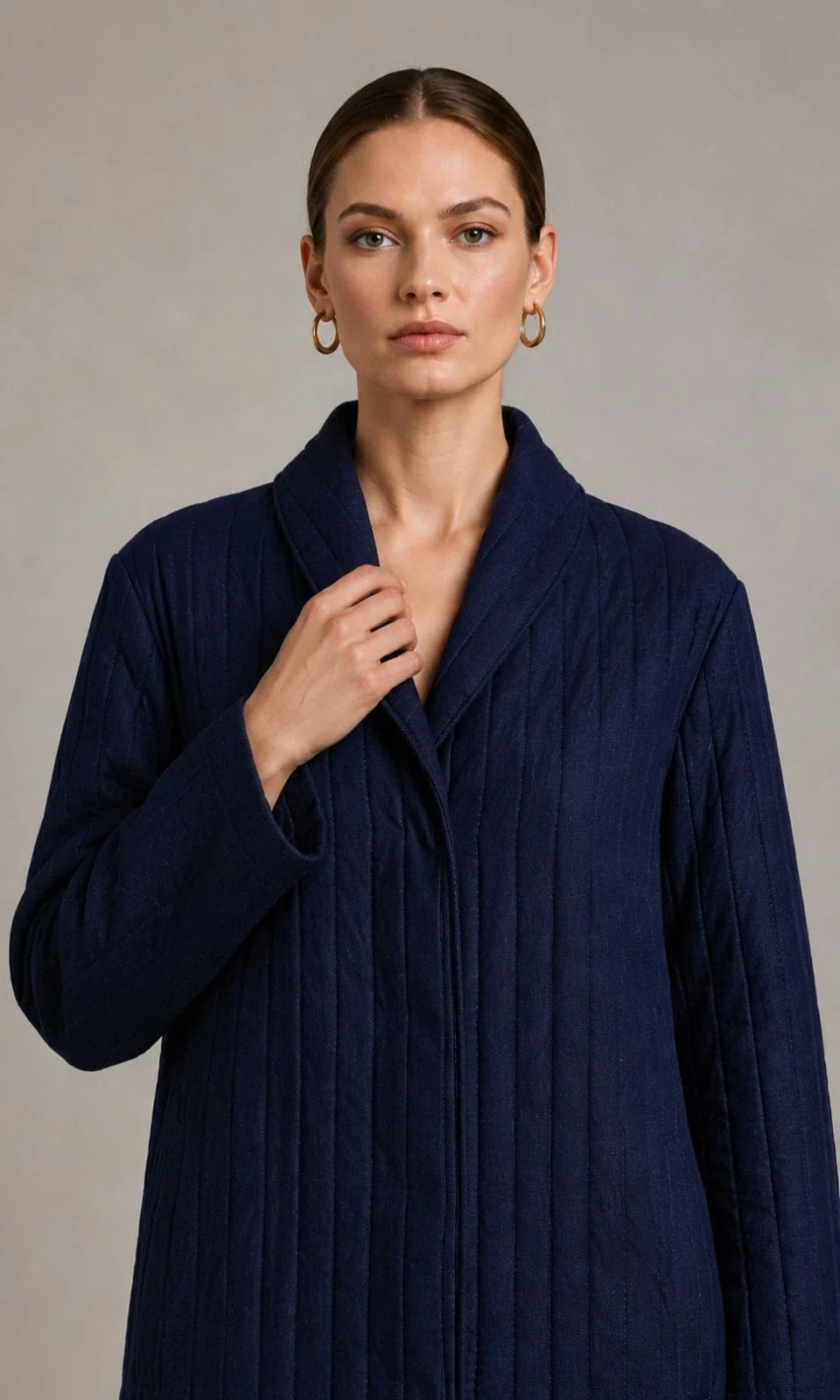 Winterset Linen Quilted Wrap Coat (syncee)-3