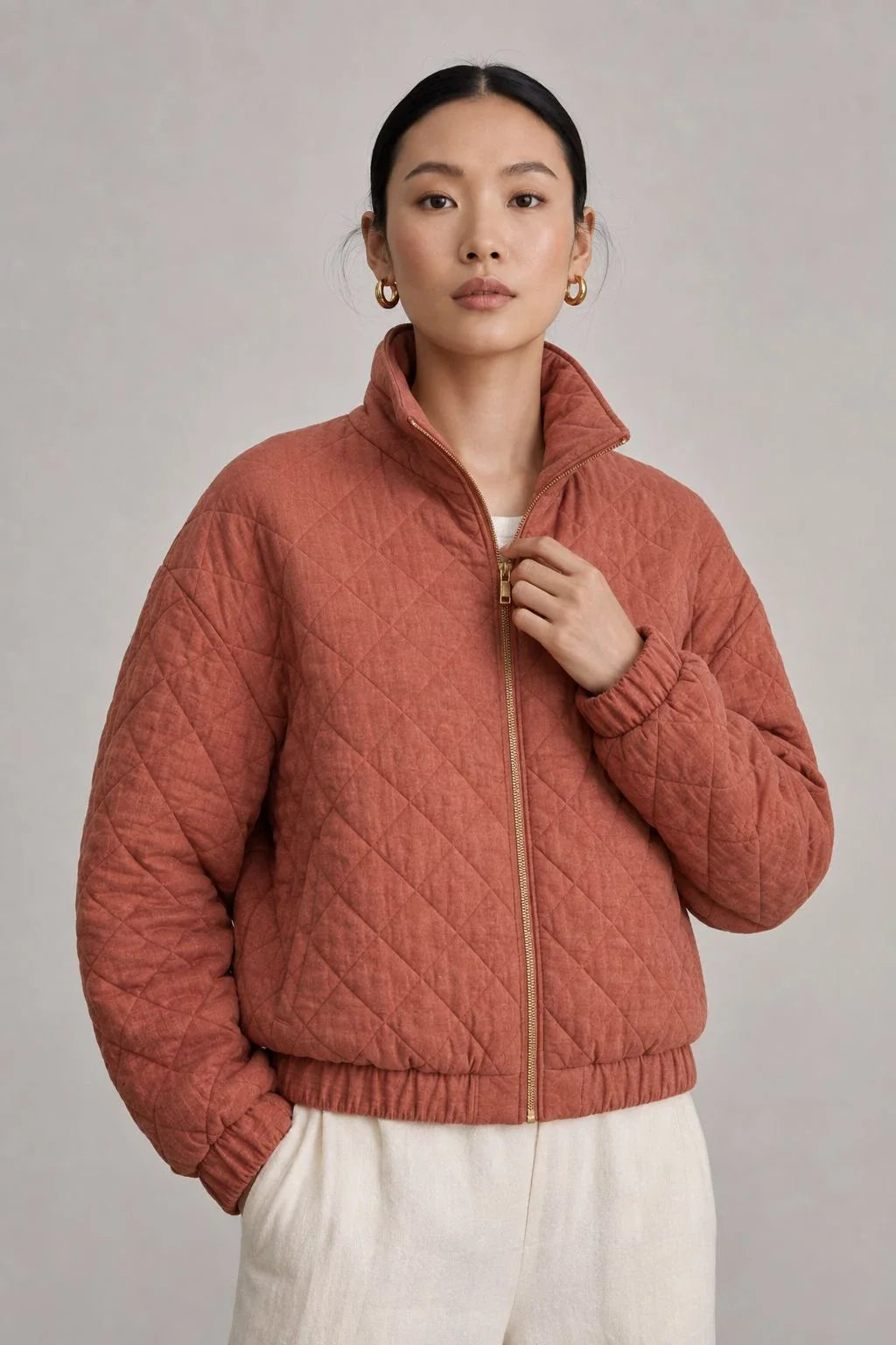 Canyon Linen Quilted Bomber Jacket (syncee)-3