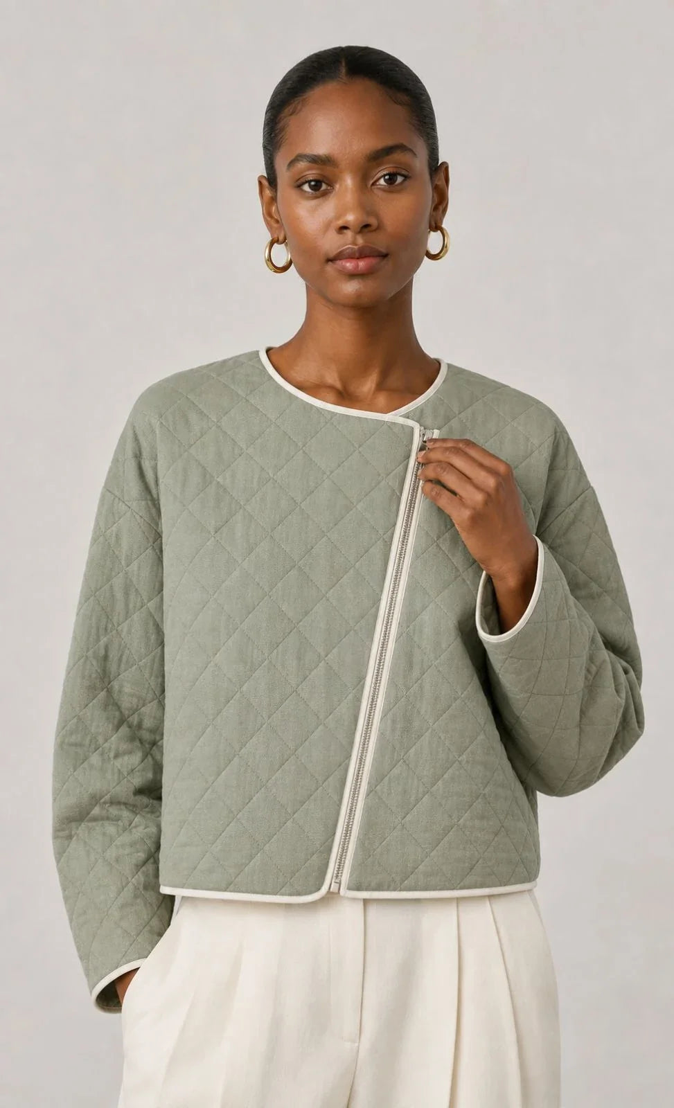 Meadow Linen Quilted Cropped Jacket (syncee)-3