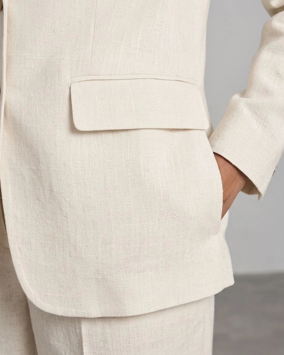 Windmere Linen Single-Breasted Blazer (syncee)-4