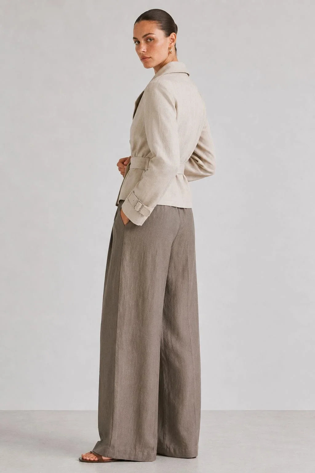 Stonebrook Linen Belted Double-Breasted Jacket (syncee)-4